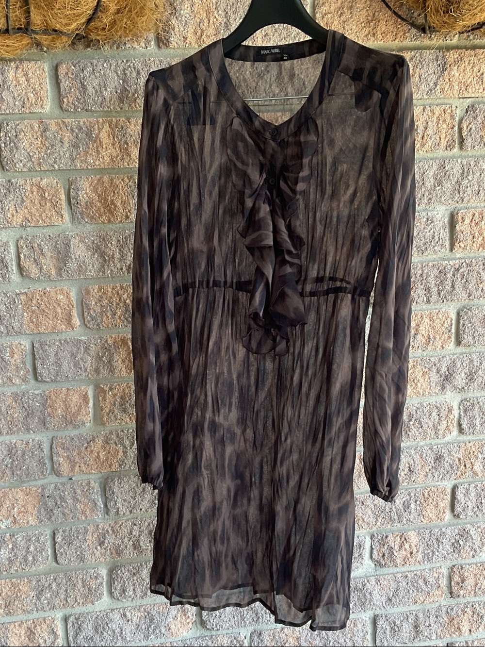 MARC BY MARC JACOBS Long-Sleeve Black Sheer Ruffle Dress